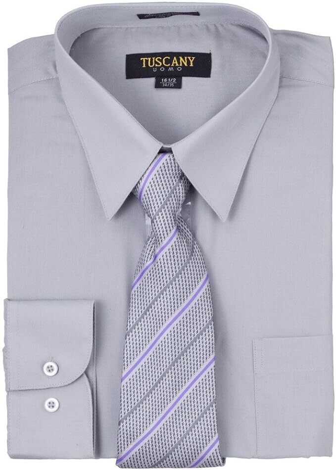 Men’s Dress Shirts With Matching (Random design) Tie Set Cotton Blend Shirt Set