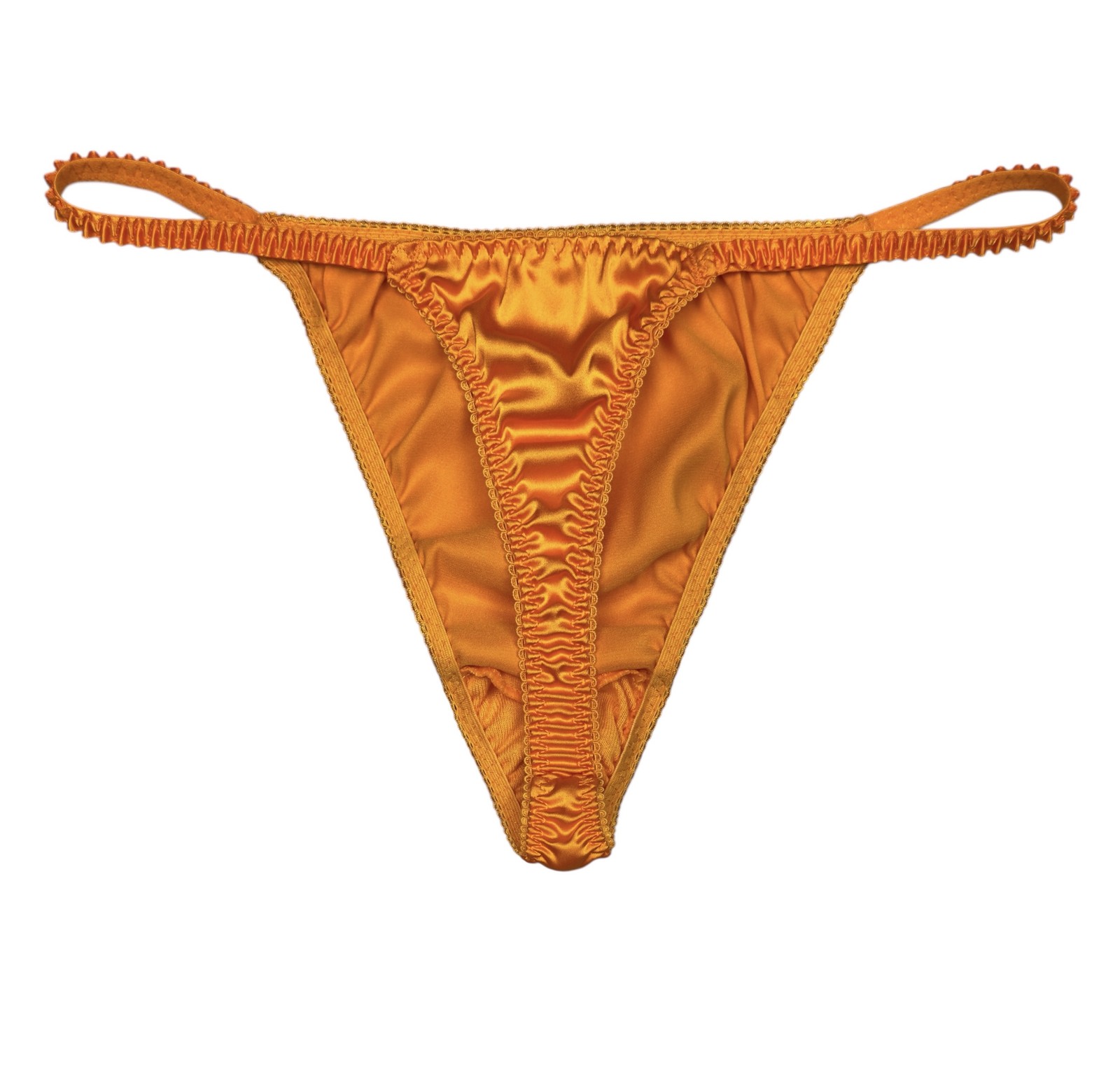 Classic Satin String Thong Orange M