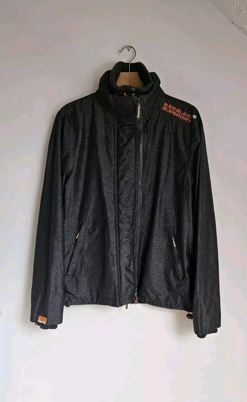 SUPERDRY WINDCHEATER MENS UK SIZE MEDIUM CHARCOAL GREY & ORANGE COAT