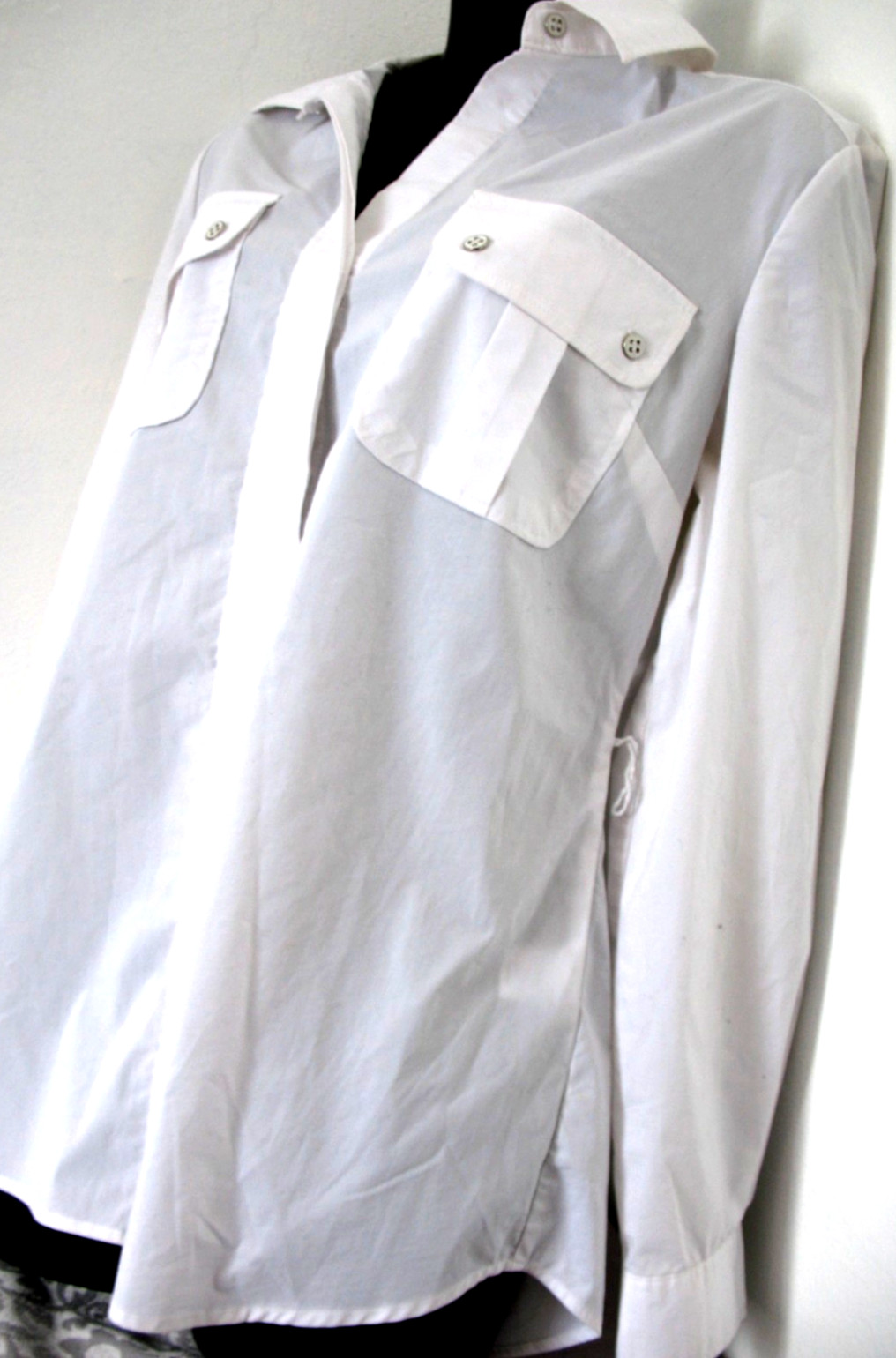 New York & Co. Blouse Western, White, Cotton, Polyester,Spandex, Medium.