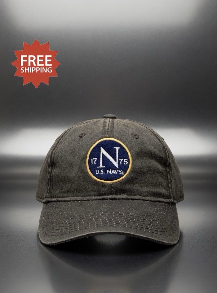 USN United States Navy 1775 Logo Waxed Canvas StrapBack Hat – by The Game – NWT!