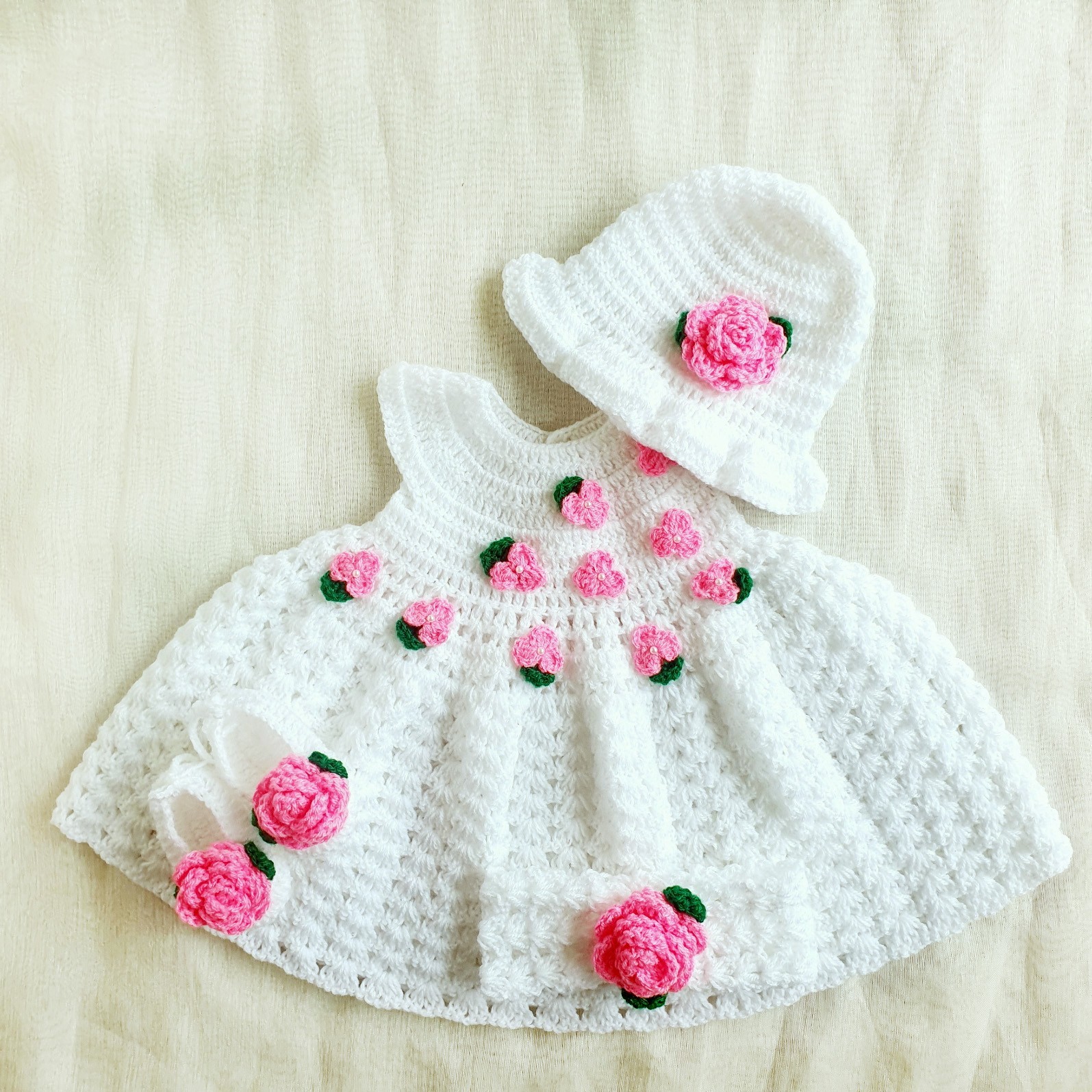 Baby Girl Soft Handmade Kit Crochet Dress for 0-3 months Kids