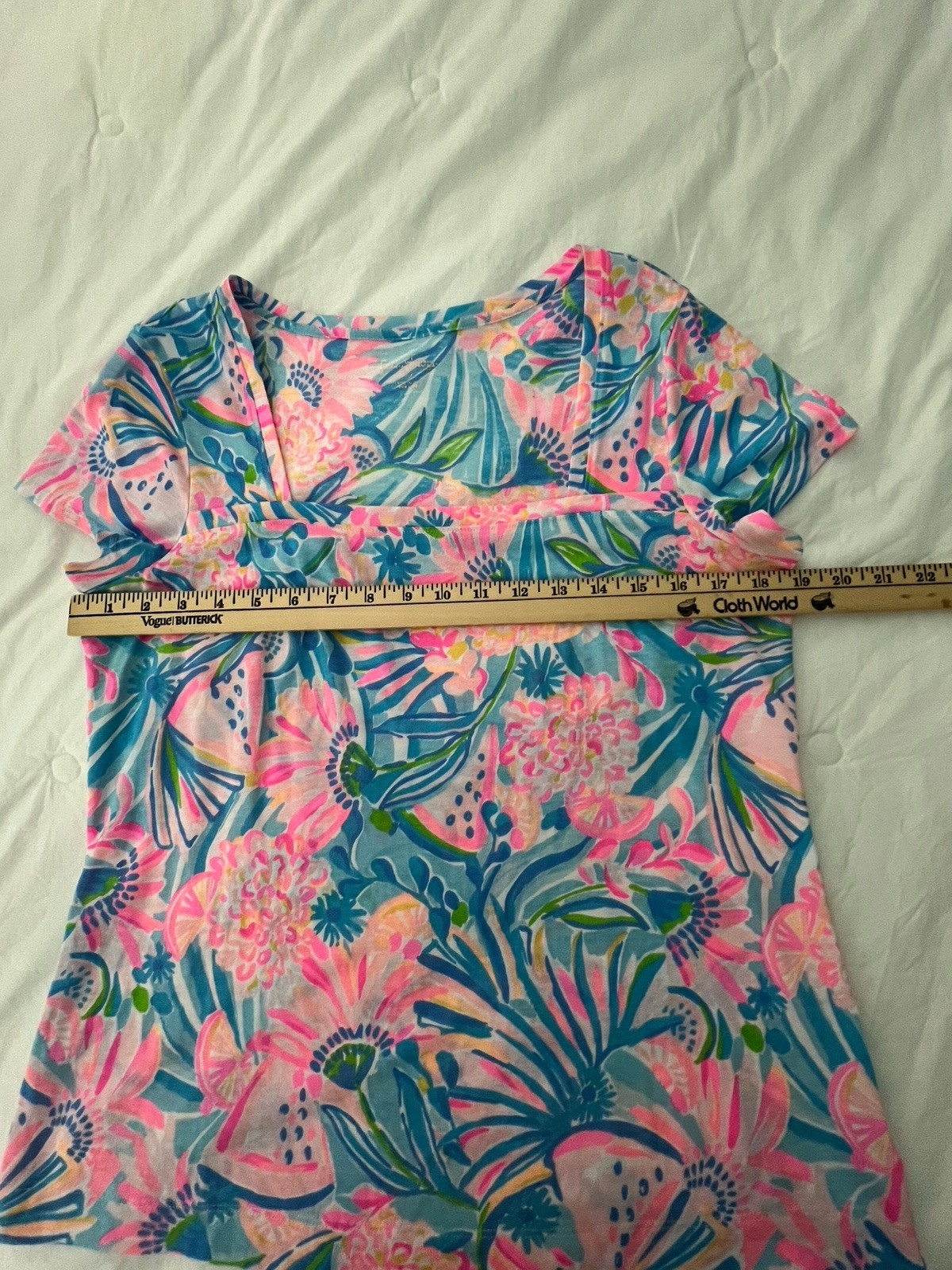 Lilly Pulitzer Tropical Punch Rexa Square Neck Top Tee Size M