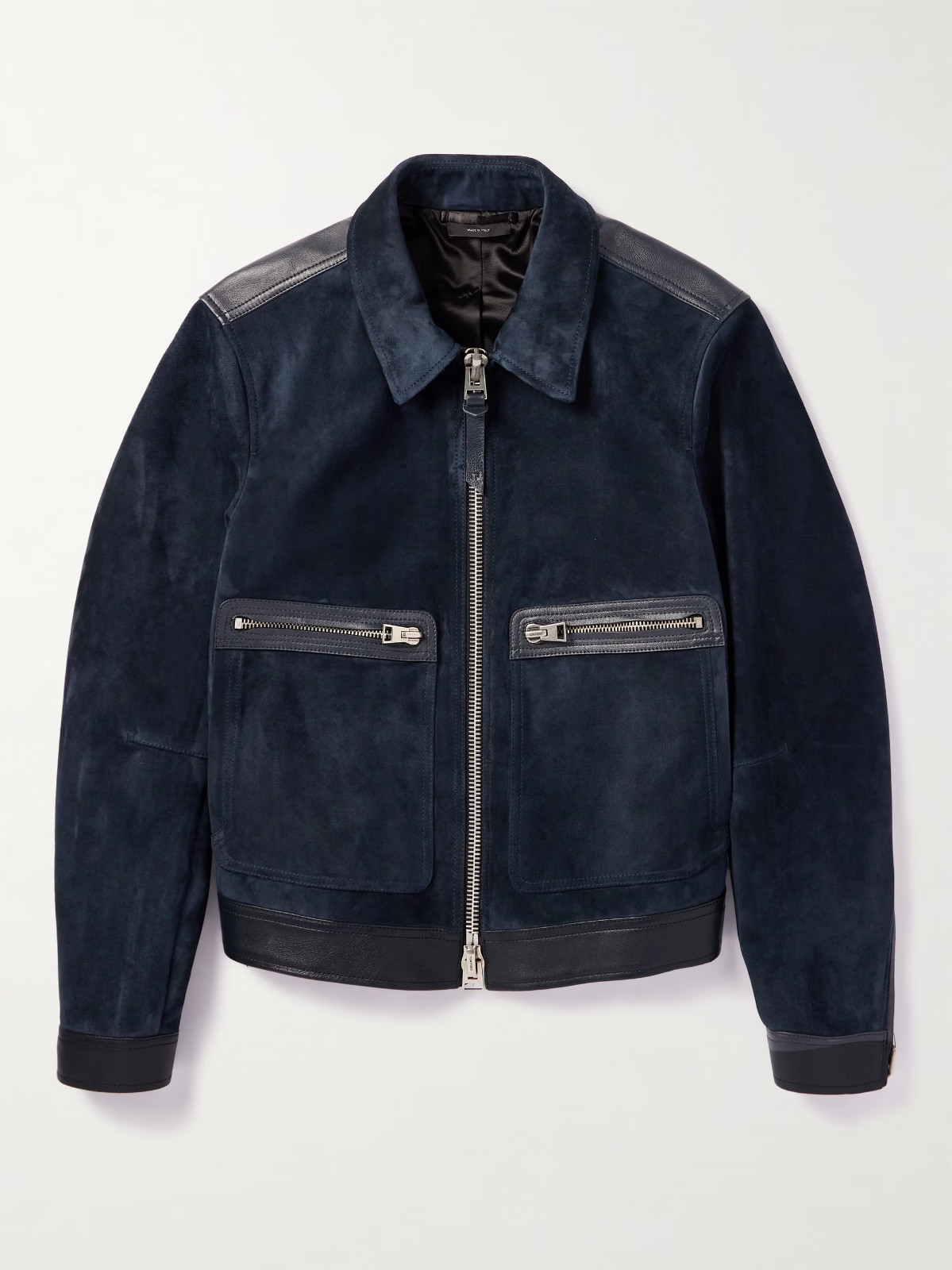Blue Cafe racer Leather Jacket for Men Pure Suede Custom Made Size S M L XL XXL