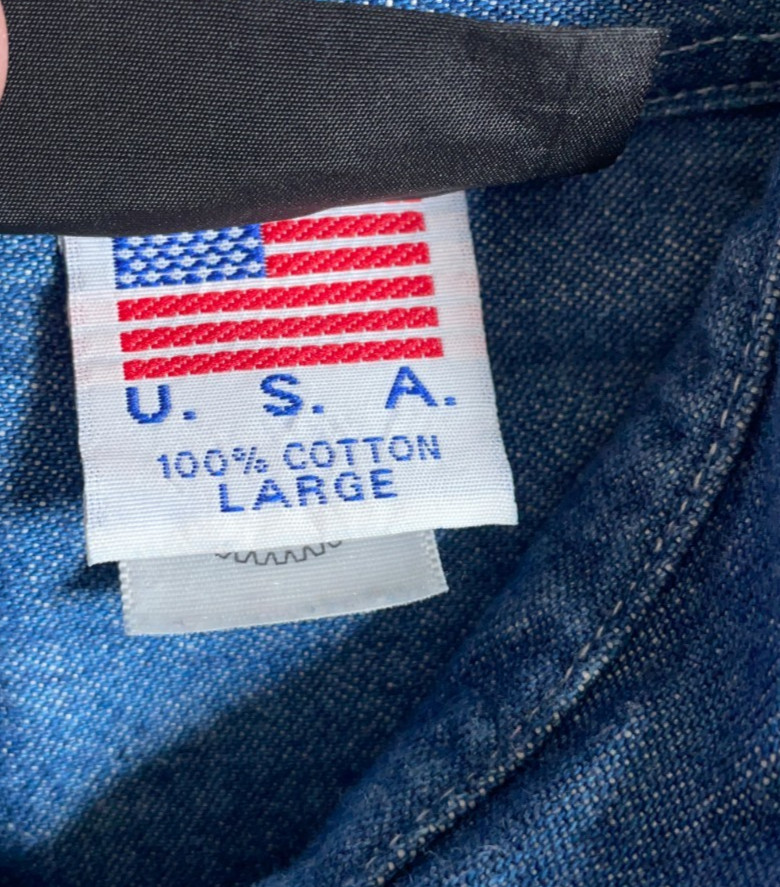 Heavyweight Embossed Denim Shirt Men’s Large Blue American Flag Eagle Union Made