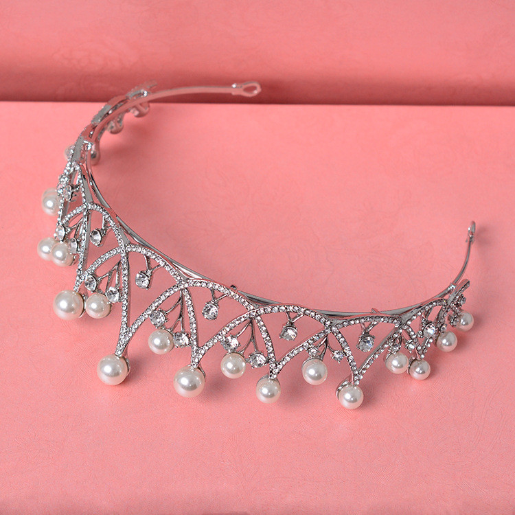 4.8cm Tall Pearl Crystal Tiara Crown Wedding Prom Queen Princess For Women