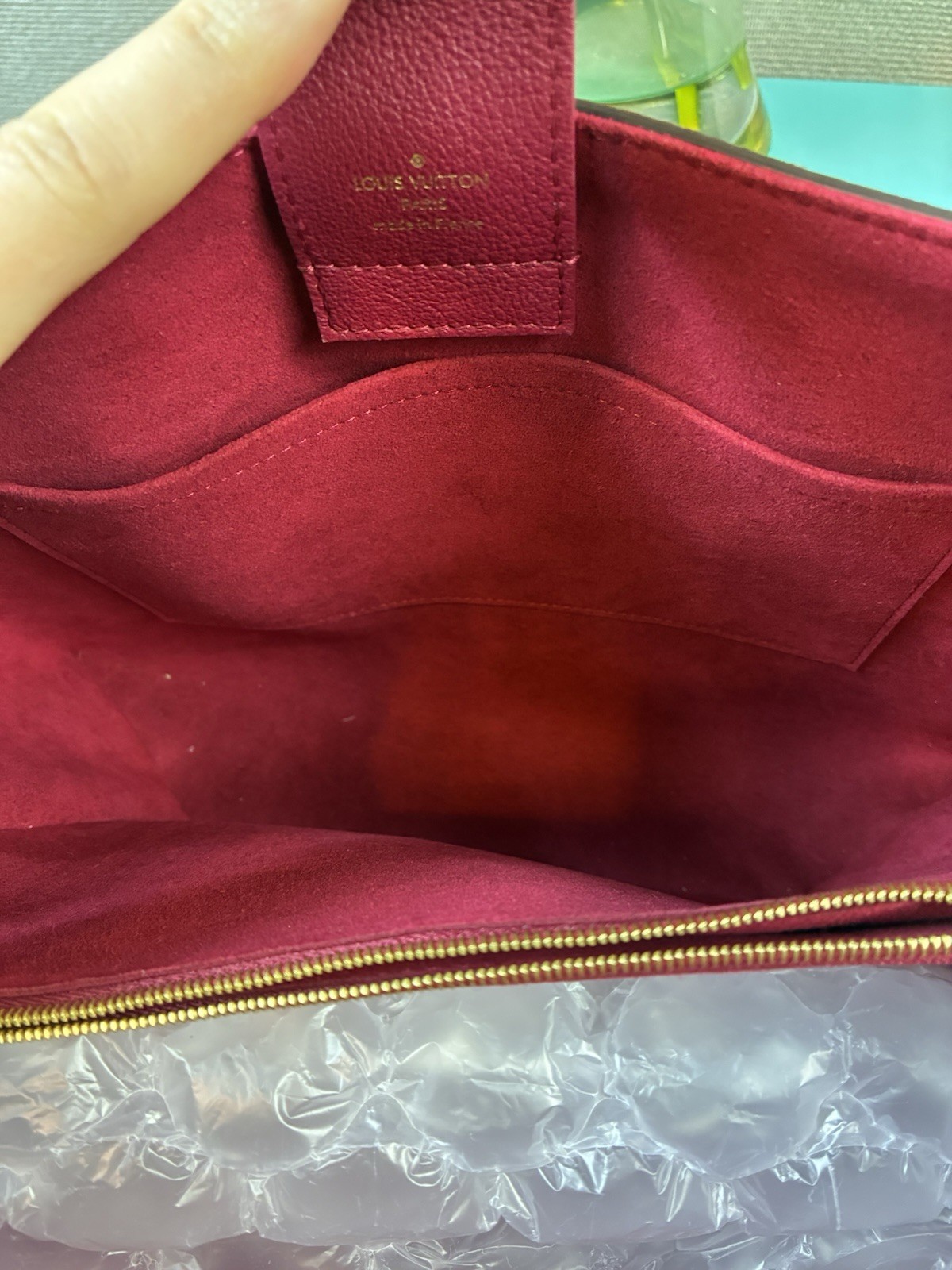 Louis Vuitton LV Damier Ebene Riverside Tote w/ Magenta Leather & LV Charm – NWT