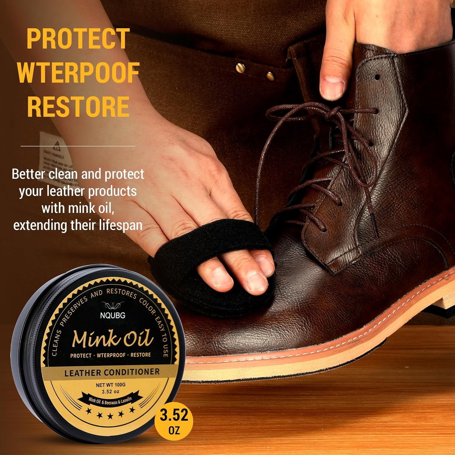 Mink Oil for Leather Boots, Boot Leather Care Kit, Leather Shoe Care Kit for Cow