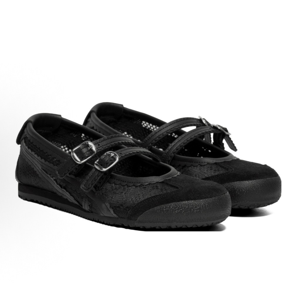 Patou x Onitsuka Tiger Mexico 66 Women’s Casual Mary Jane Shoes Black Lace NEW