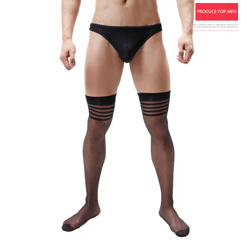 Men’s Socks Elastic Thigh-High Stockings Fantasy Thin and Sheer Over Knee Socks
