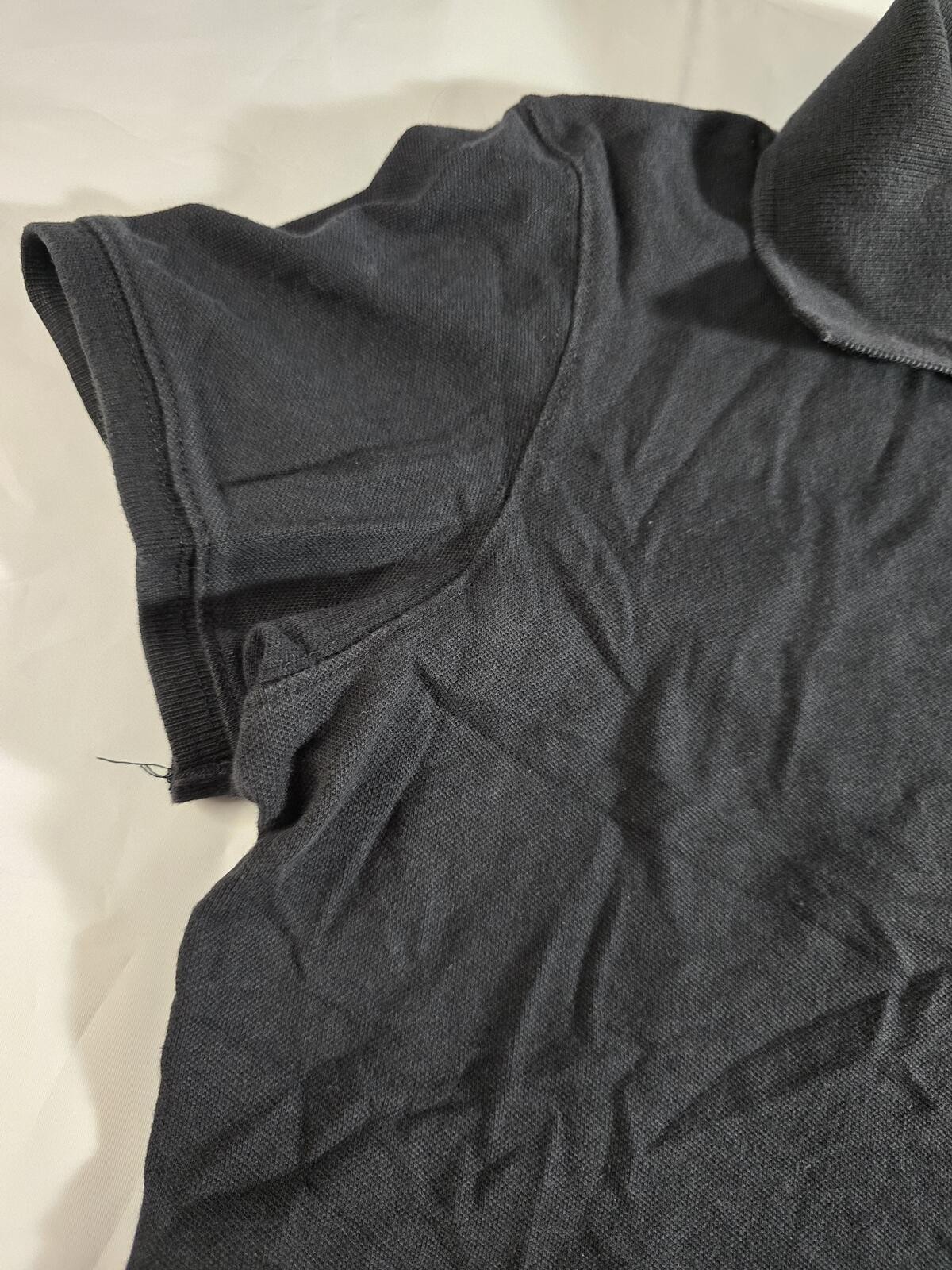 LL Bean Womens Short Sleeve Polo Shirt Black Slightly Fitted Pique Size S