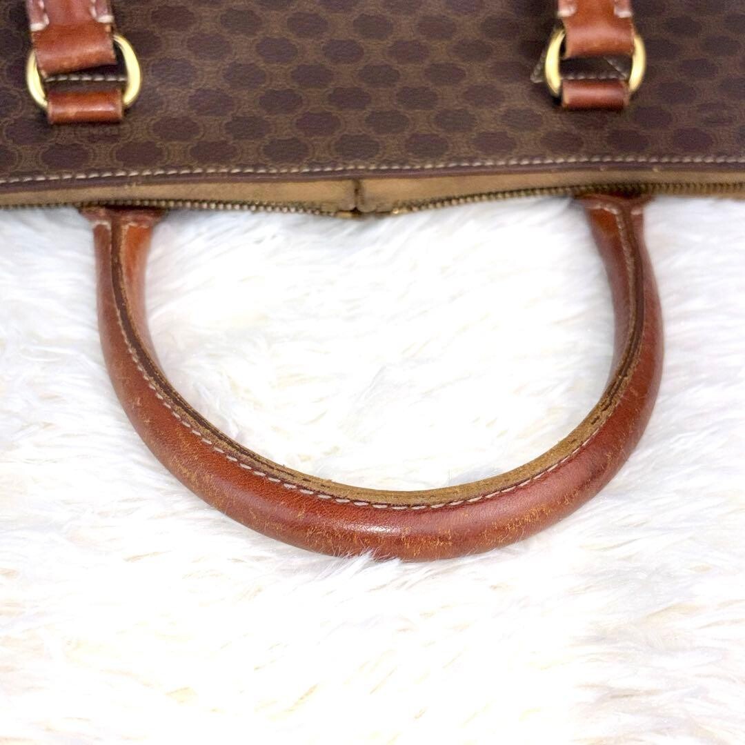 CELINE Half Moon Handbag Macadam PVC Brown Vintage Authentic From Japan