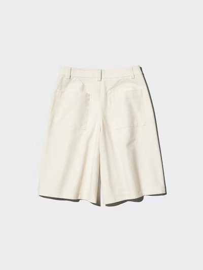 UNIQLO Jersey Pleated Half Shorts S-3XL Off White Black Beige Women 485178 NWT