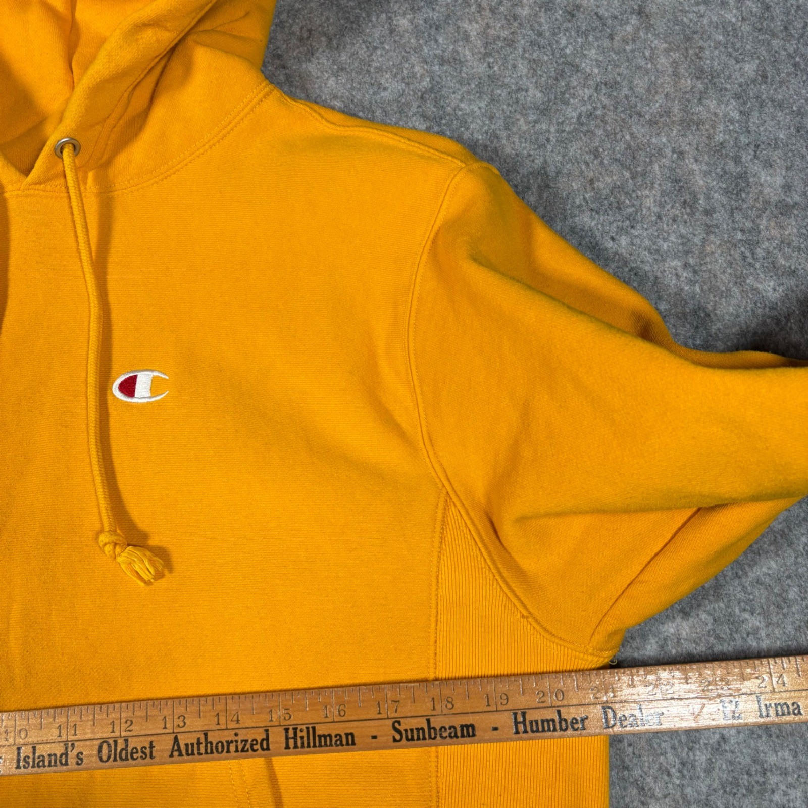 Champion Reverse Weave Hoodie Mens Medium Yellow GF68 BYC Vintage Pullover