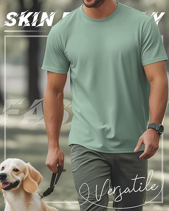 Ficerd 8 Pack Men’s Big and Tall 7XL Shirts Short Sleeve Cotton Tee Crew Neck