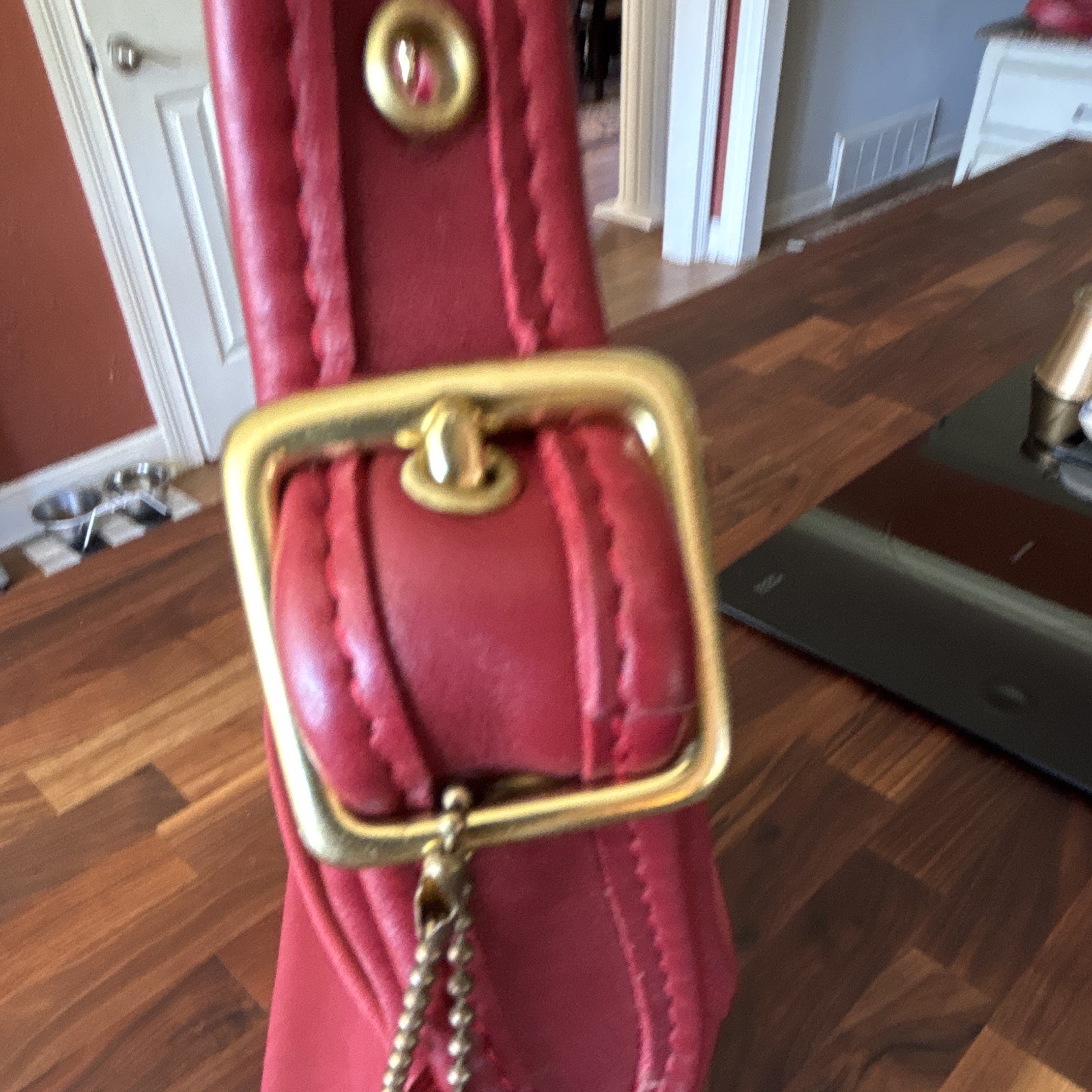 Coach Legacy Red Medium Crescent Shoulder Bag Gold Hardware Lined 9058