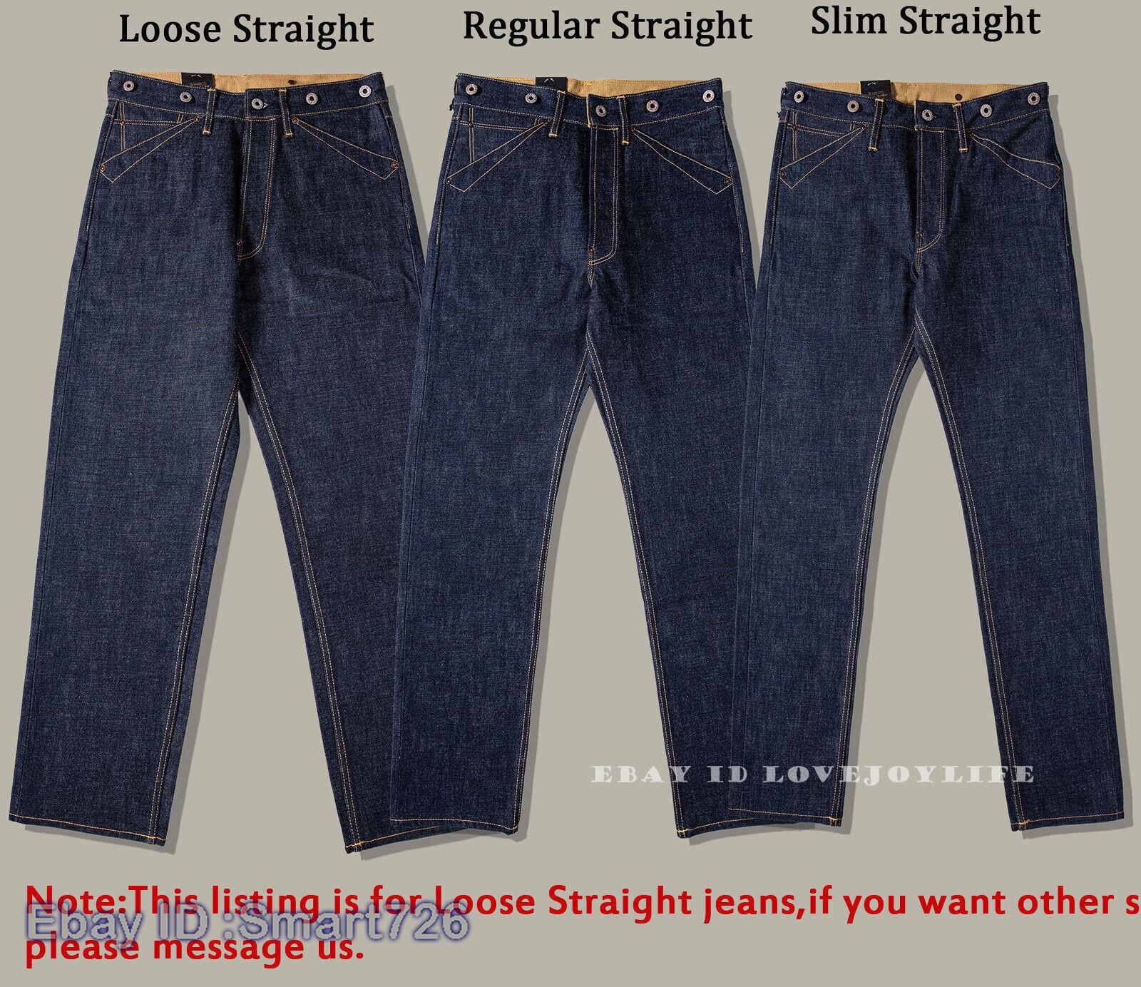 Red Tornado Vintage 16.5oz Men’s Jeans Shrink to Fit Denim Selvage Button Fly