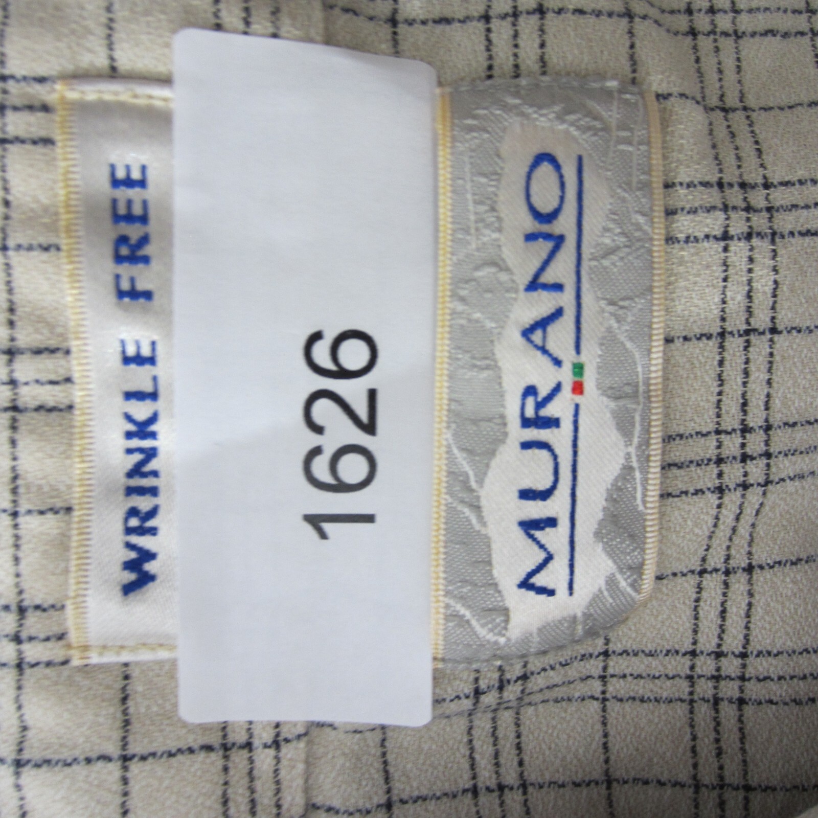 Murano Shirt Mens Beige White Blue Button Up Short Sleeve Casual Men 1626