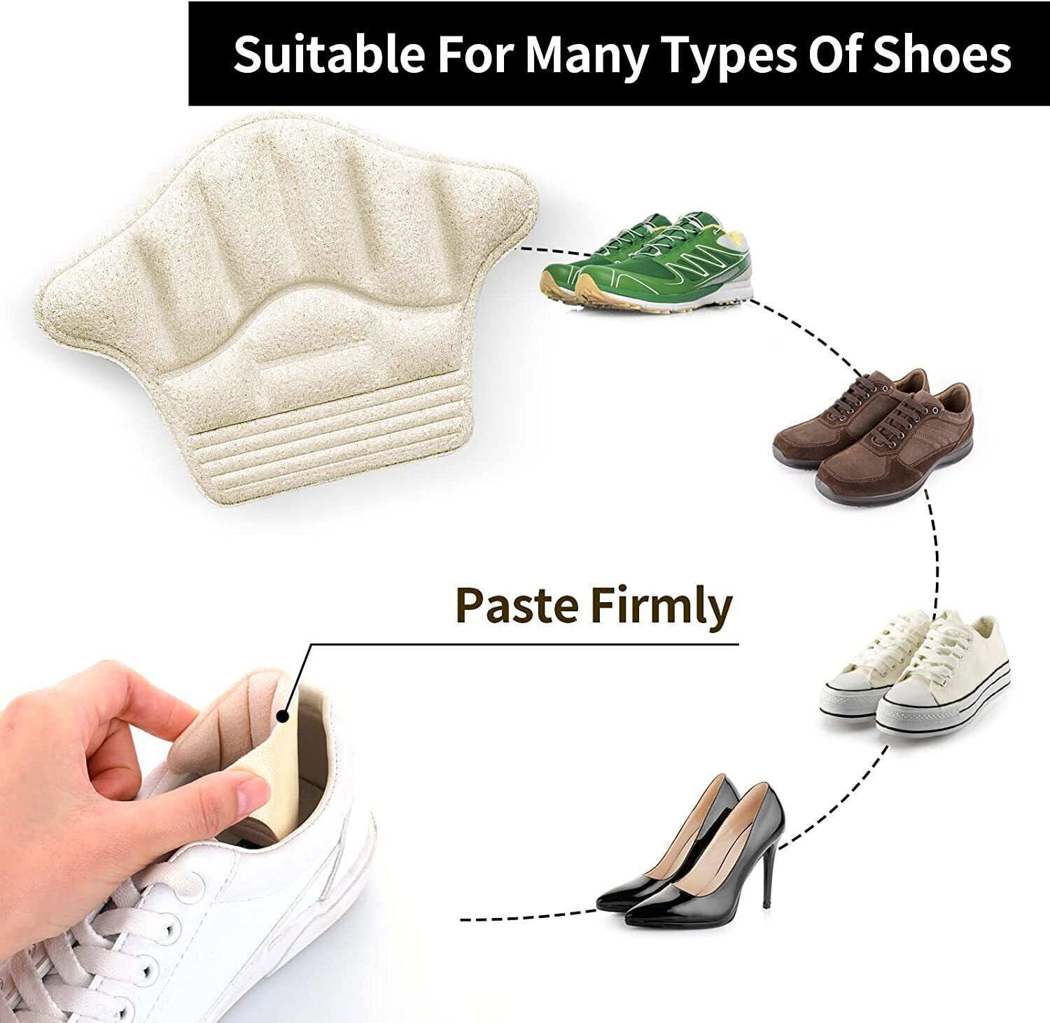 1-4 Pack Heel Grips for Loose Shoes Heel Cushion Pads No-Slip Shoe Inserts Half