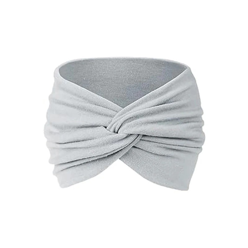 2pc Elastic Wide Headband Cotton Yoga Running Sports Hair Band Turban Headwrap
