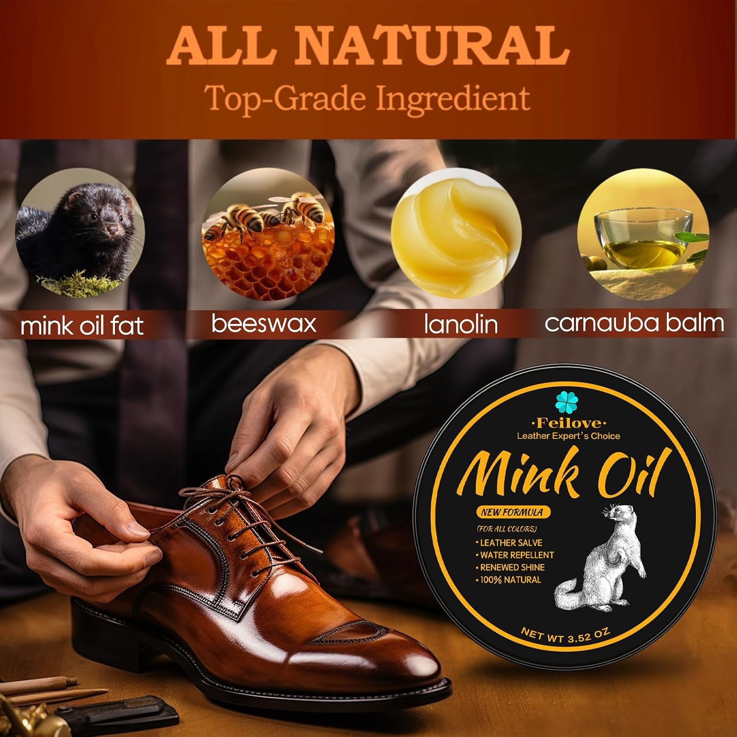 4 in 1 Waterproof Mink Oil Leather Conditioner Cleaner Treatment Spray 3.52 oz
