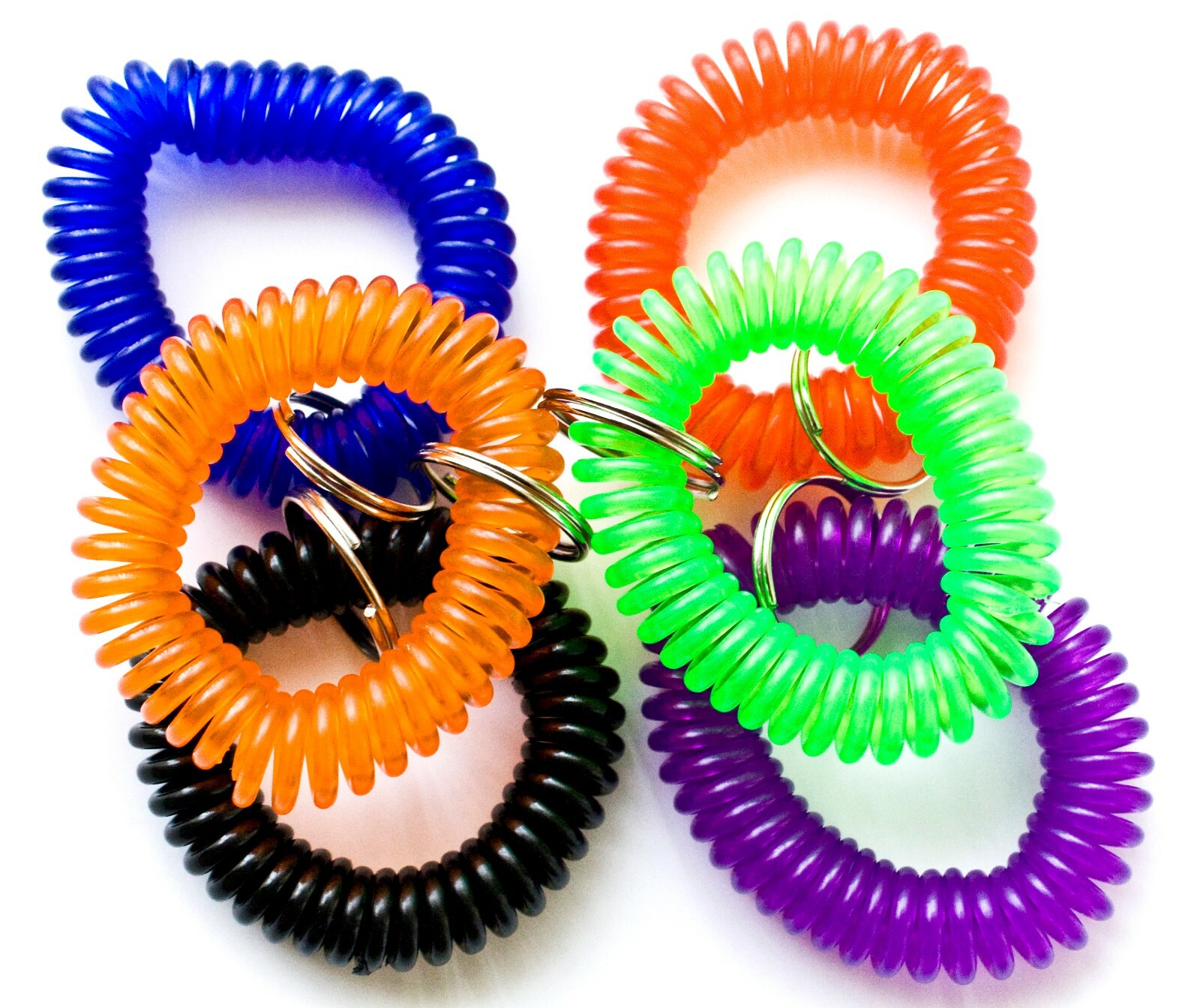 WHOLESALE 12 50 100 500 PCS SPIRAL WRIST COIL KEY CHAIN KEY RING HOLDER 6 COLORS