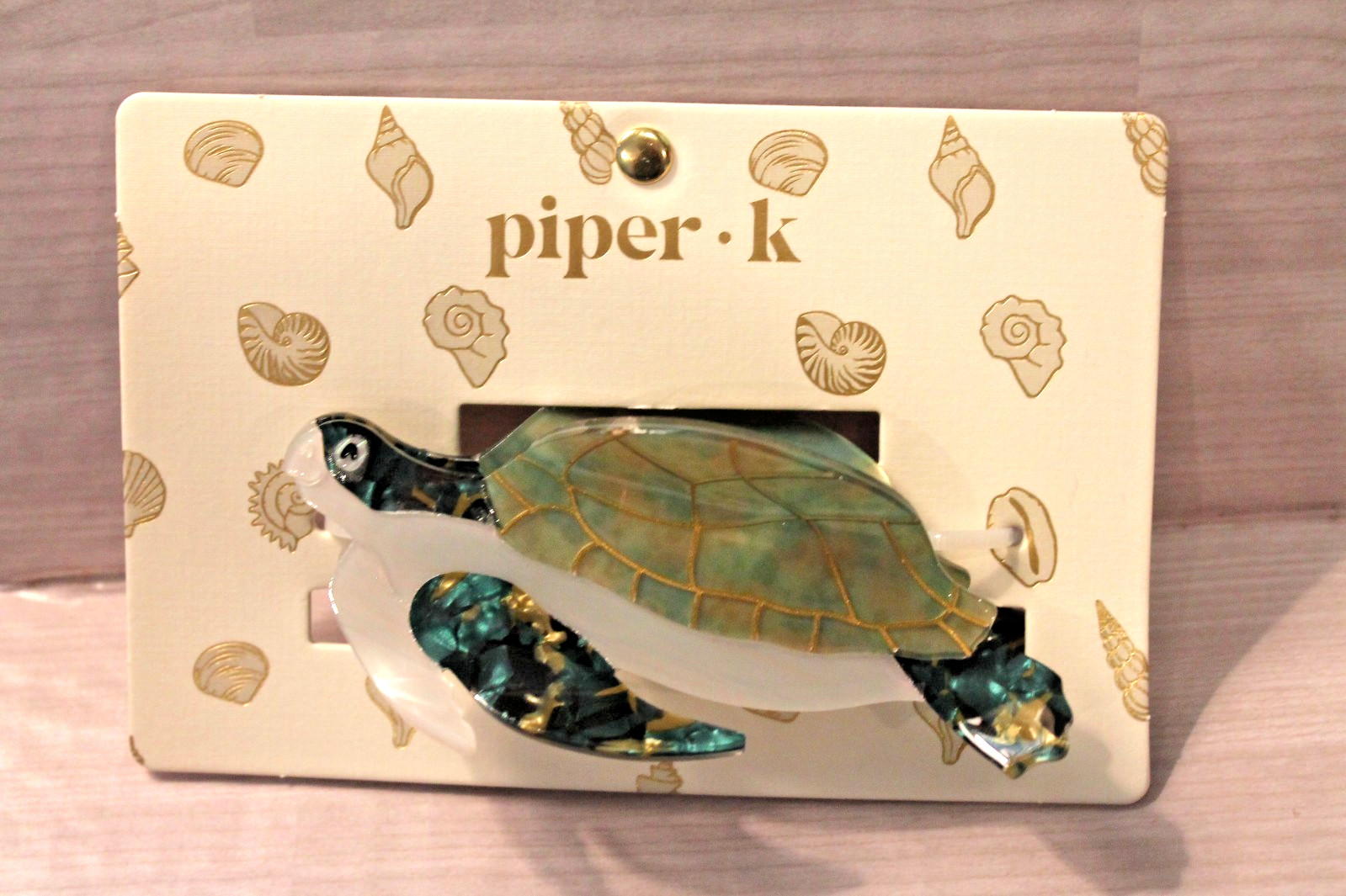 Piper K Pearl Pearly Beach Ocean Sea Turtle Hair Clip Accessory NEW