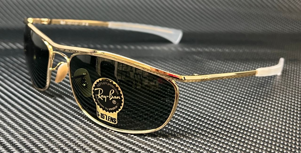 RAY BAN Olympian RB3119M 001 31 Gold Green Men’s 62 mm Sunglasses