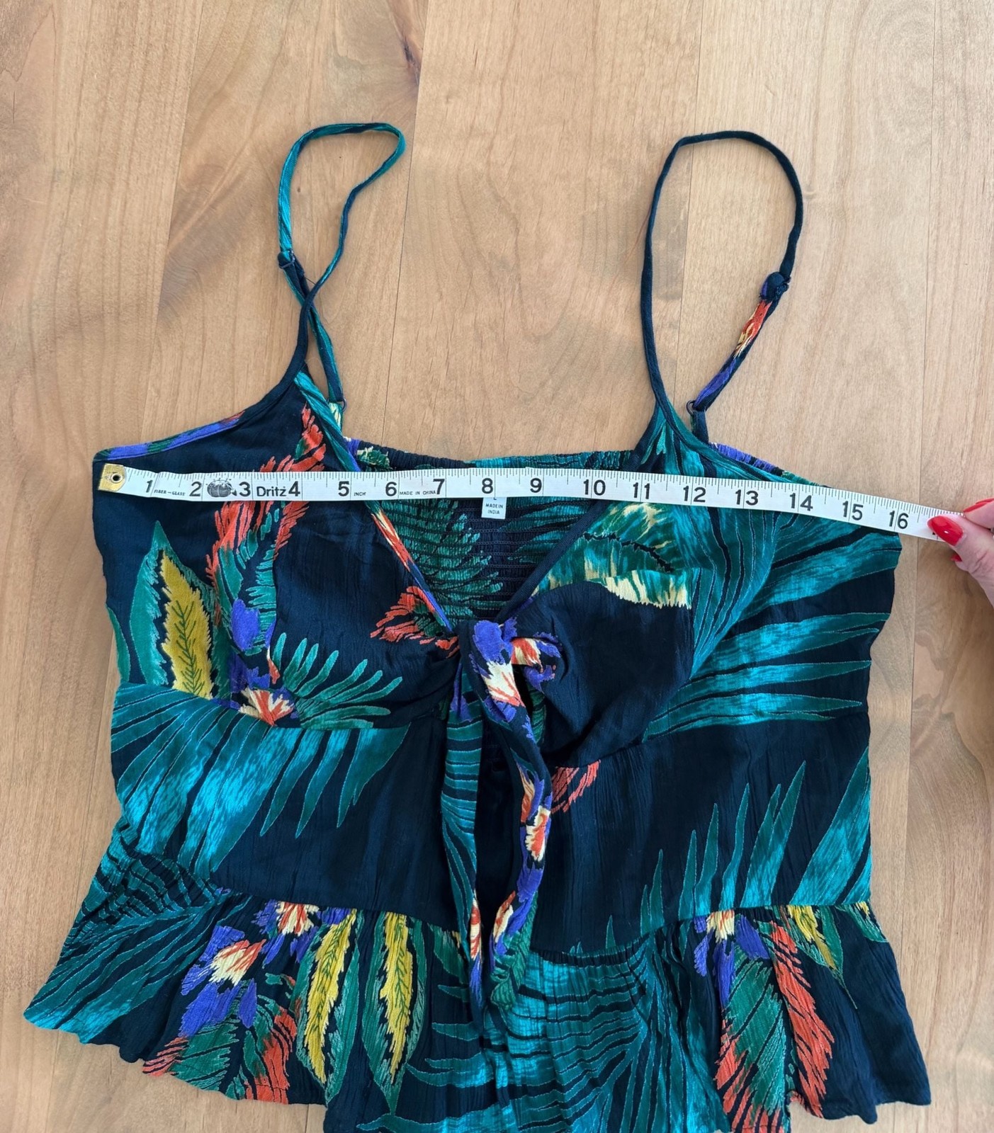 Patrons of Peace Tropical Print Tie-Front Peplum Top Size L