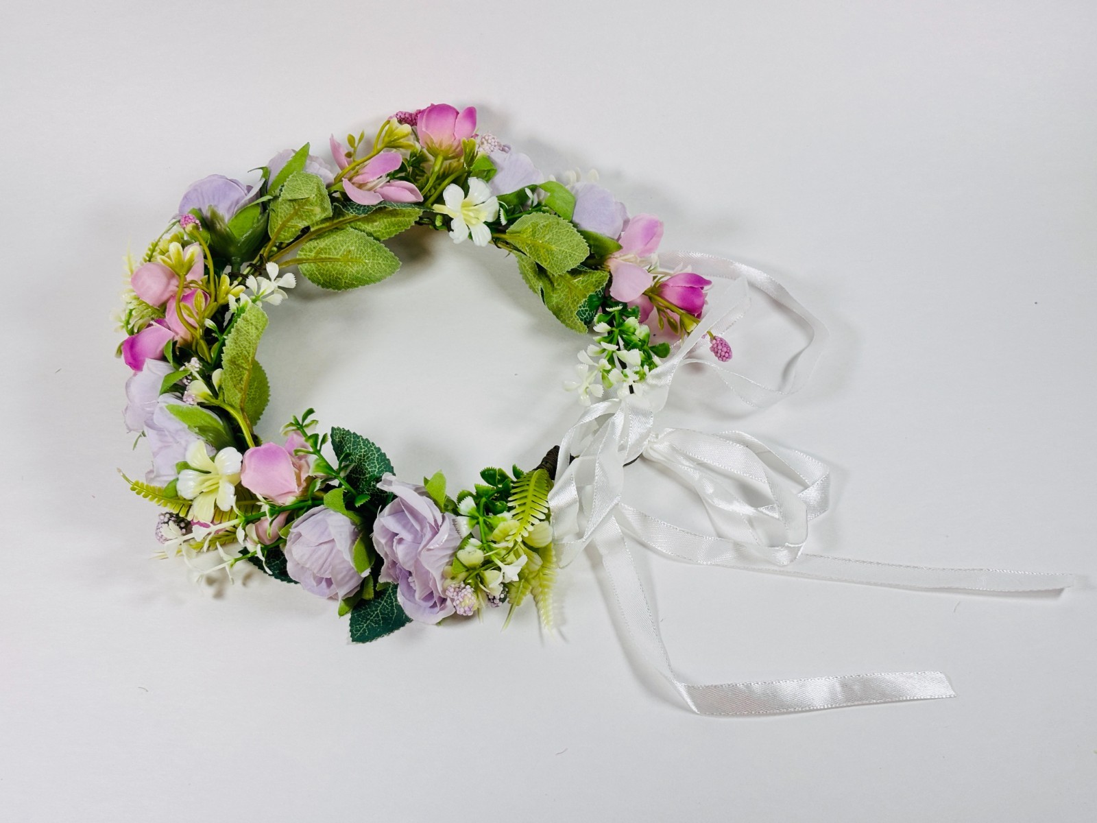 Pink Purple Flower Crown Wedding Quinceanera First Communion Boho Rose Head FH_F