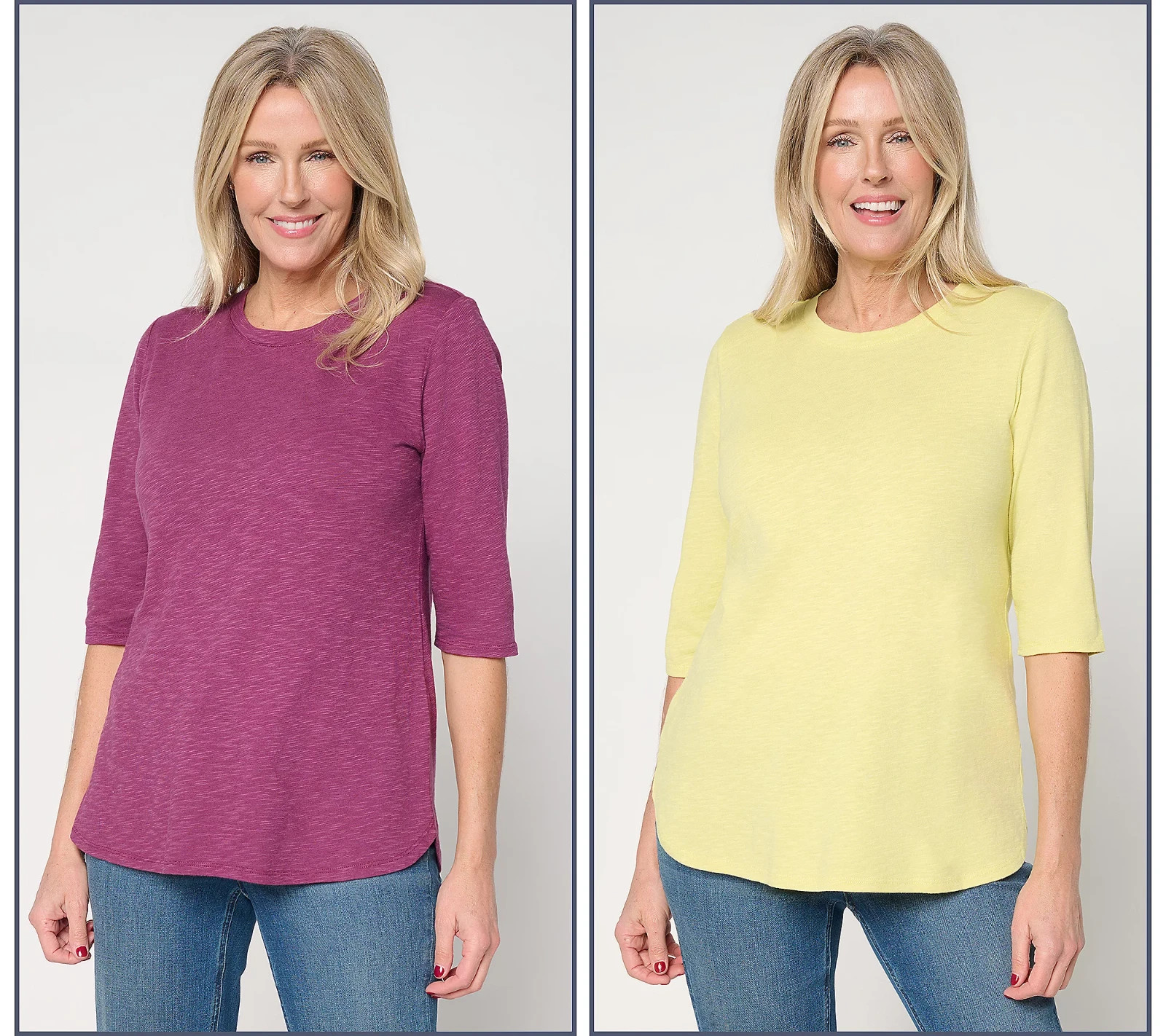 Denim & Co. Essentials Linen Blend 2-Pack Ballet Sleeve Tops NWT A718483