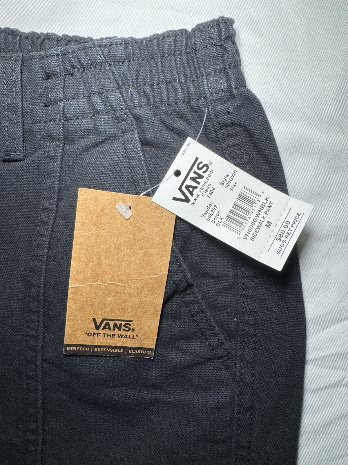 Vans Women’s Black Cargo Pants Stretch Canvas Elastic Waist- Size M
