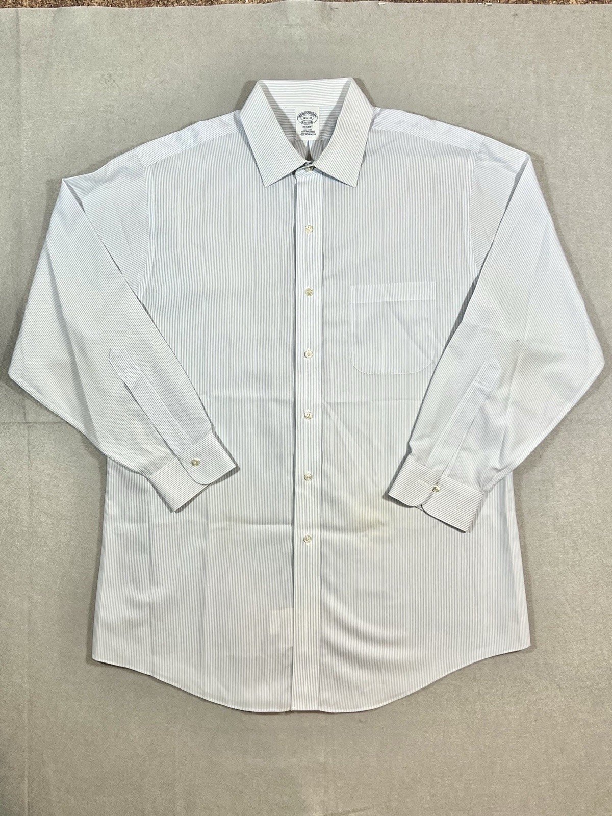Brooks Brothers Men’s 16.5‑32 Regent Non Iron Supima Cotton Blue Stripe Shirt