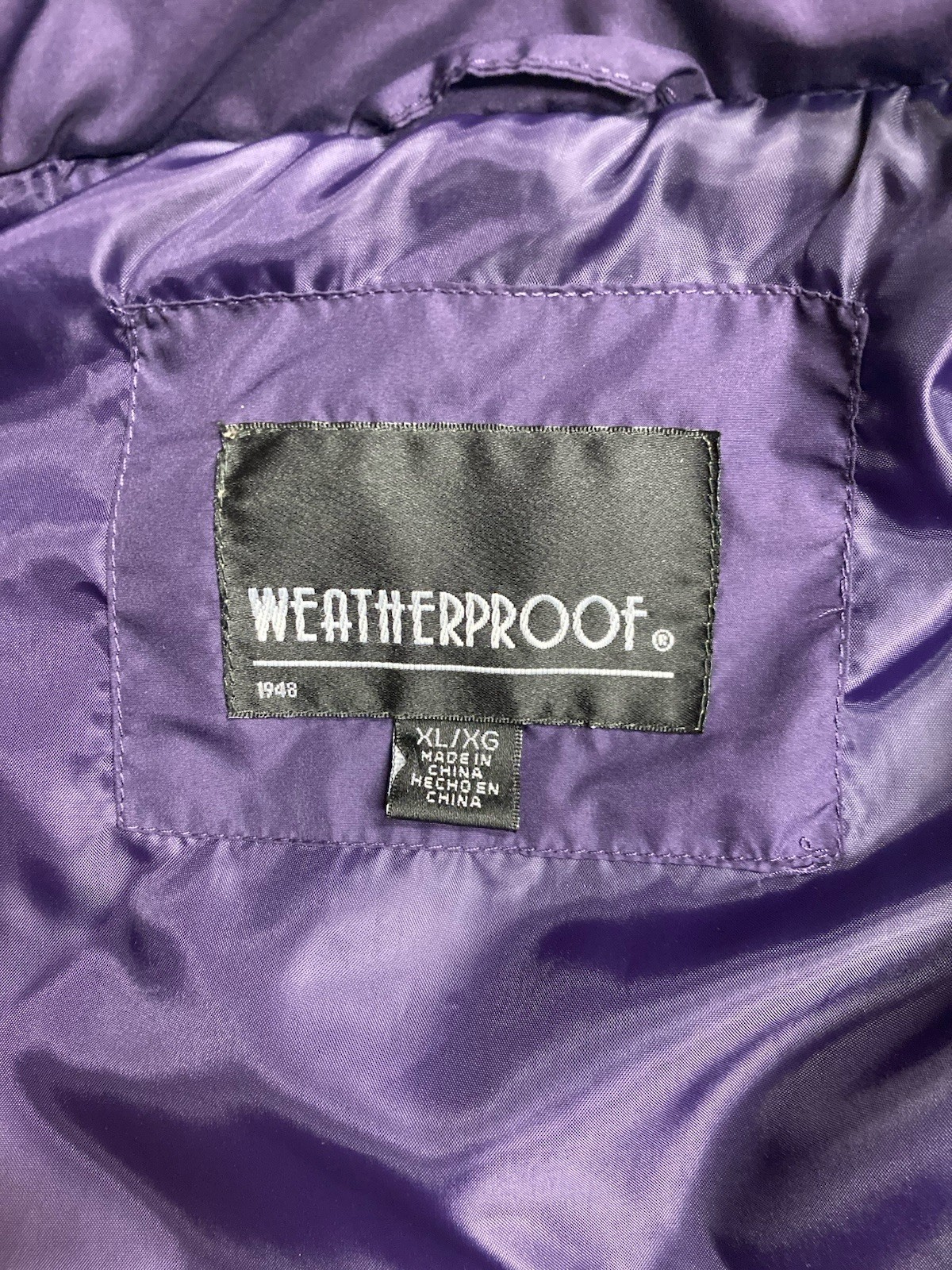 Weatherproof Women’s Purple Quilted Zip Front Vest XL/XG Lined Pockets