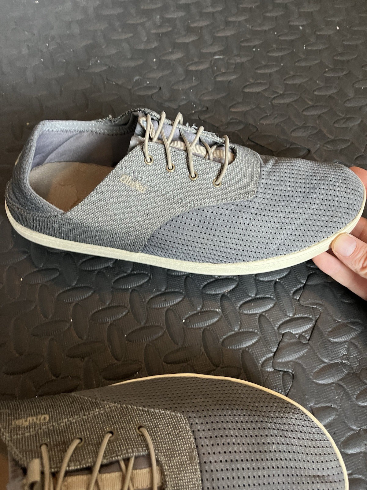 Olukai Nohea Moku Sneakers Gray Mens 12 Slip On Beach Slides Laces