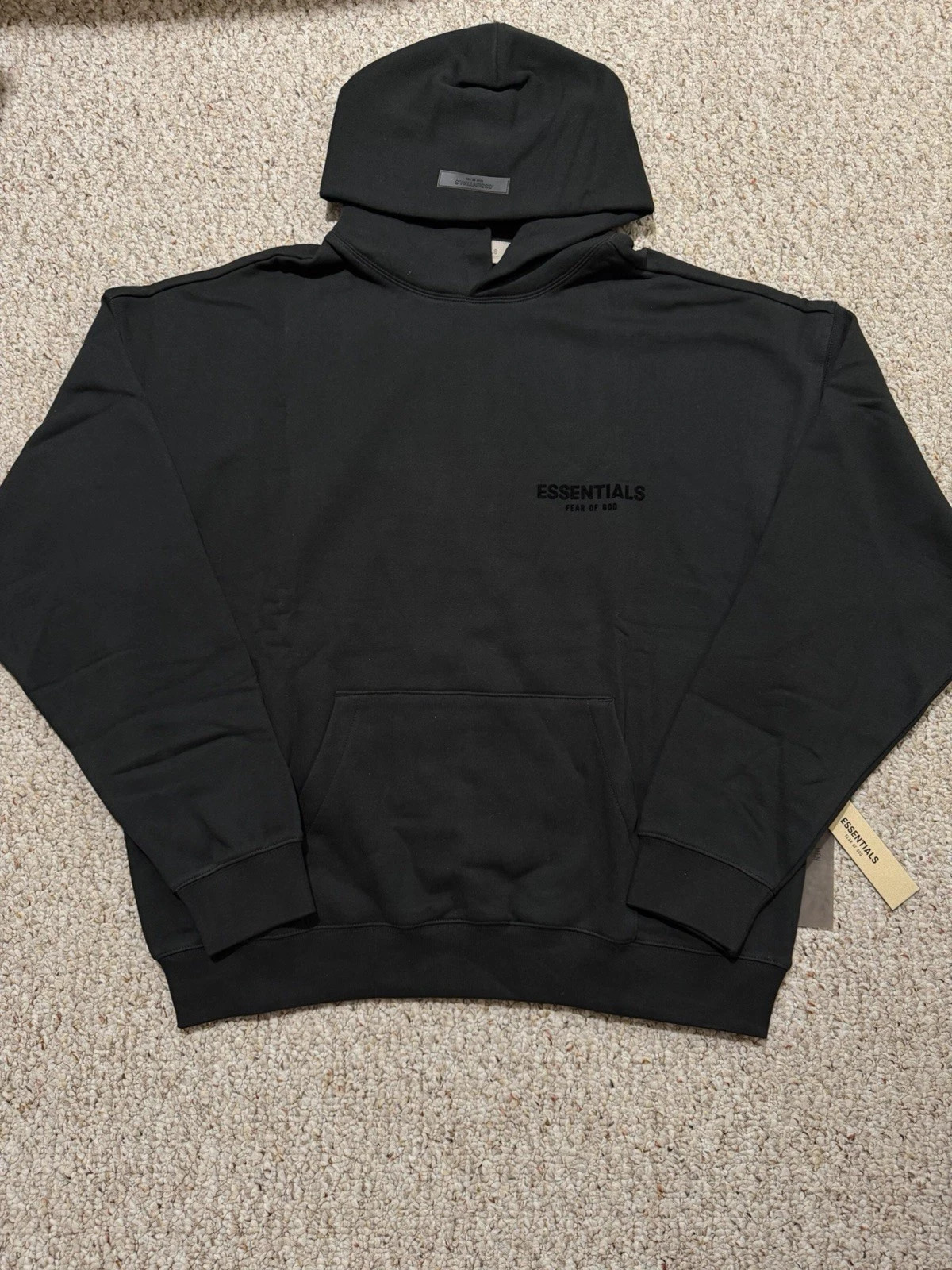 New -FW 22 FEAR OF GOD ESSENTIALS HOODIE Stretch Limo/Black 2110 M