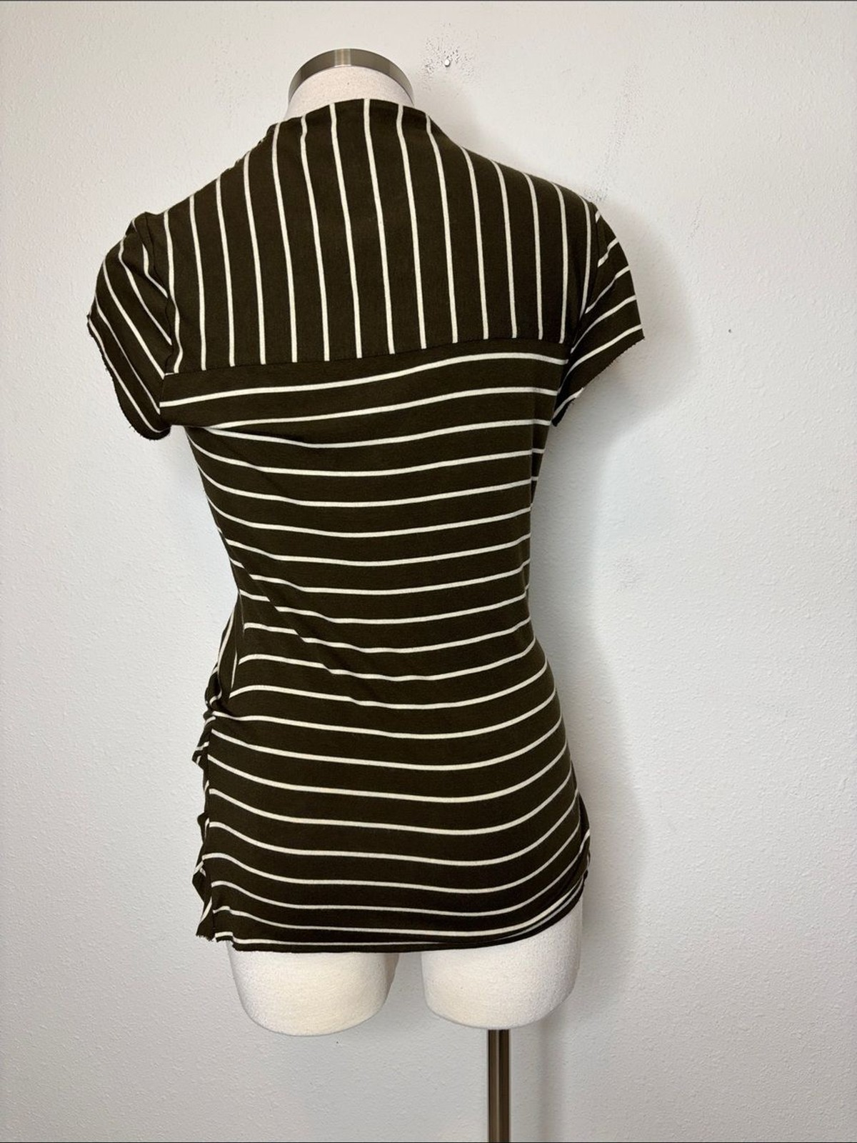 Bailey 44 Olive and White Striped Wrap-Style Top