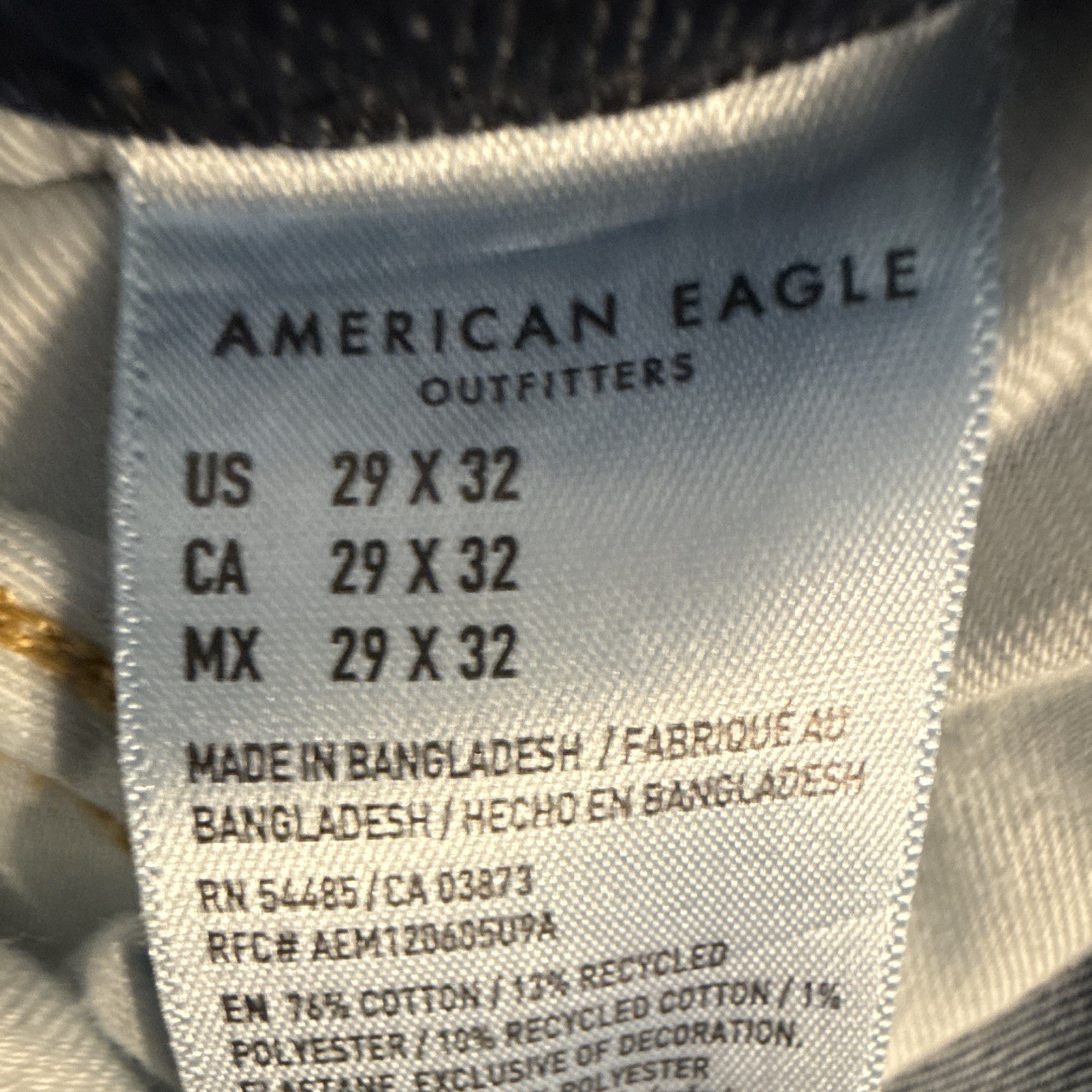American Eagle Outfitters Men’s Blue Dark Wash Slim Stretch Denim 5-Pocket Jeans