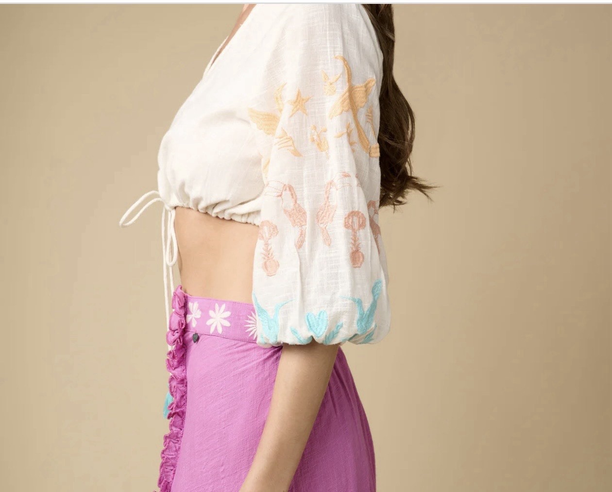 Boho adjustable top Embroidered Blouse Cotton Prairie Cottagecore hippie Shirt