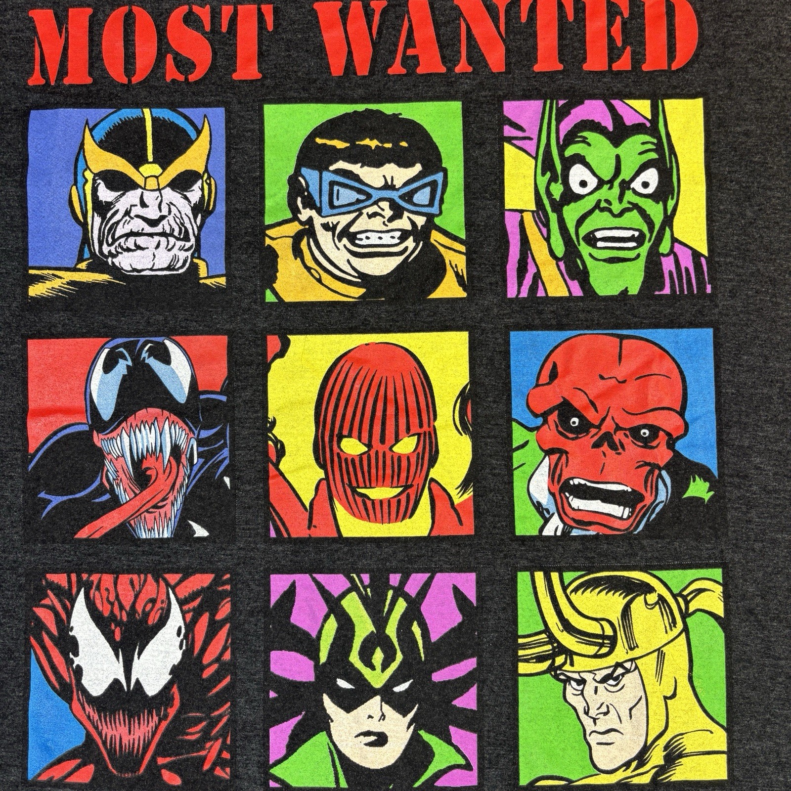 Marvel Shirt Mens XL Gray Short Sleeve Most Wanted Marvel Universe Characters