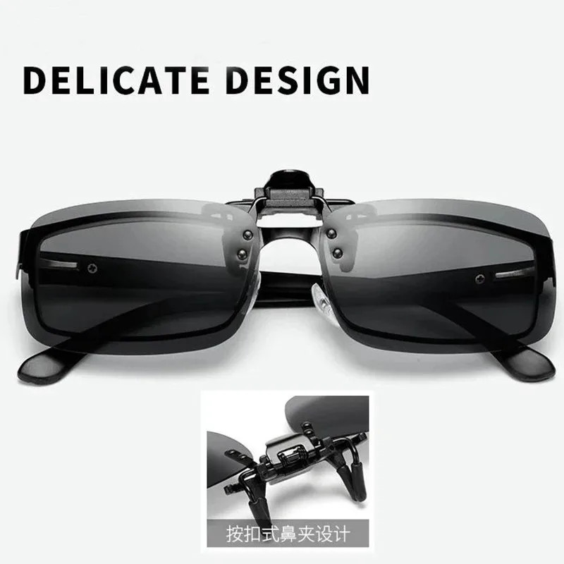 4 Color Grey Lenses Polarized Sunglasses Clip on Flip up UV 380 Driving Fishing