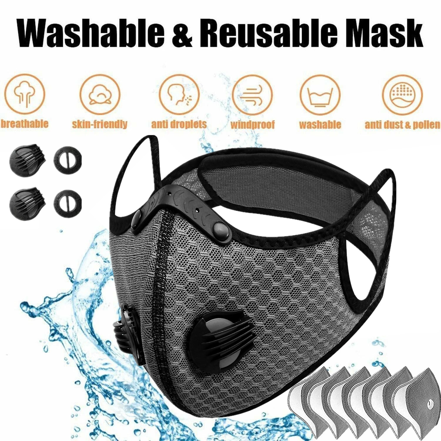 NEW Dust Masks with 5 Carbon Filters for Woodworking Outdoor Anti-Fog Breathable