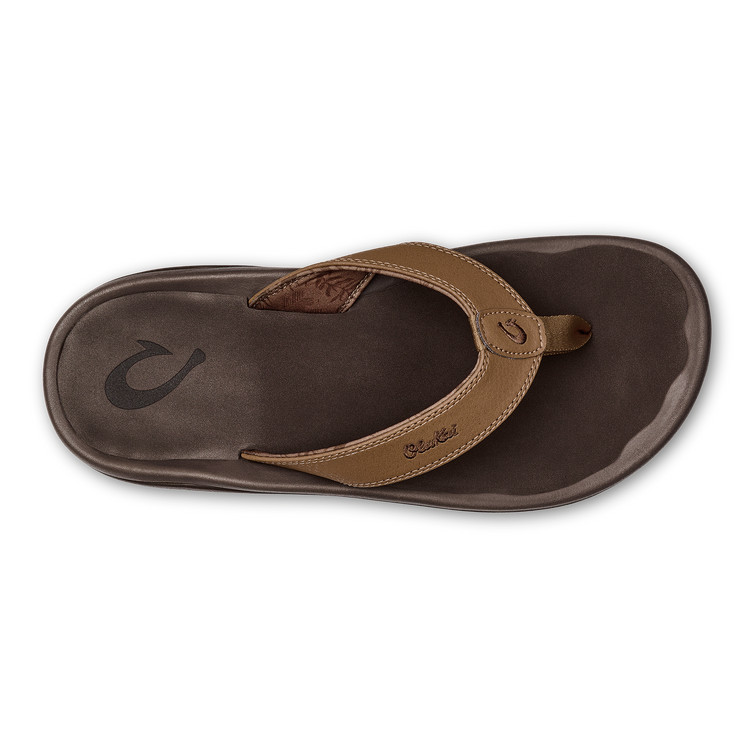 AUTH OluKai Ohana Men’s Beach Sandals, Lightweight Comfort Tan/Dark Java, Size 8