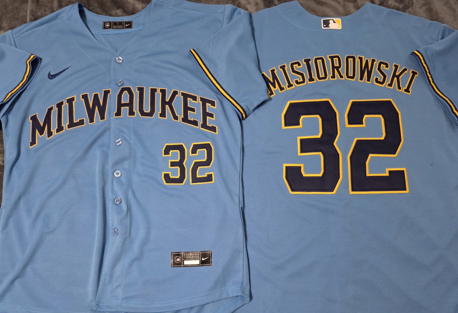 Fast Free Shipping XXXL 3X Jacob Misiorowski Milwaukee Brewers Stitched Jersey