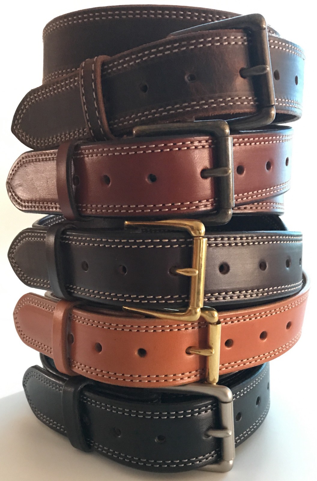 AMISH MADE WICKETT & CRAIG 1.5″ STITCHED REAL LEATHER WORK GUN HOLSTER BELT USA
