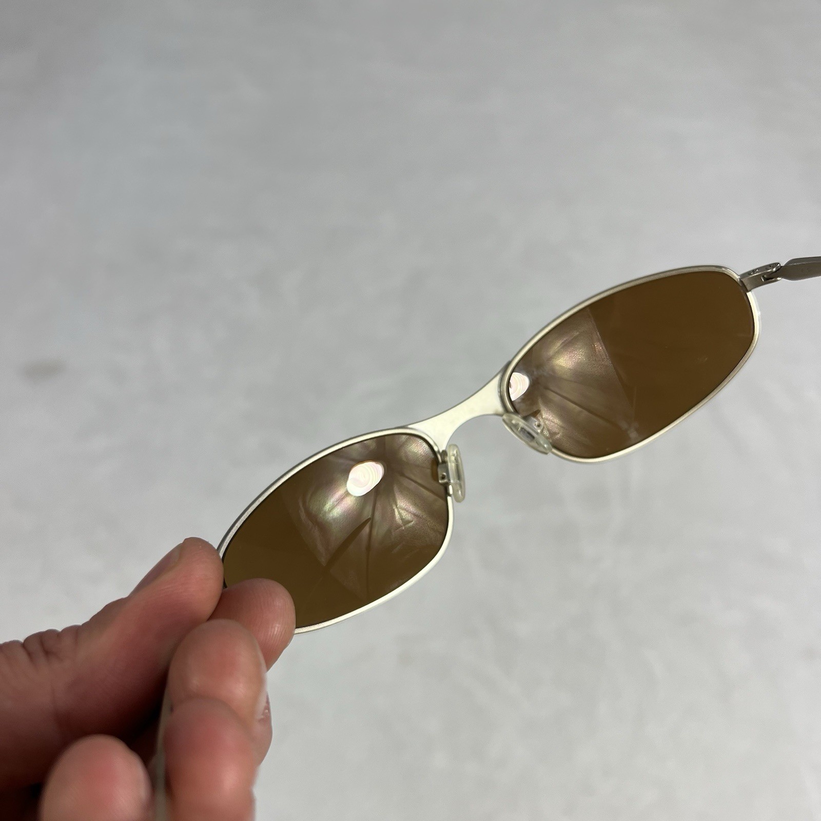 Vintage Oakley A Wire 2.0 Sunglass Gold Tan Frame Gold Brown Lenses
