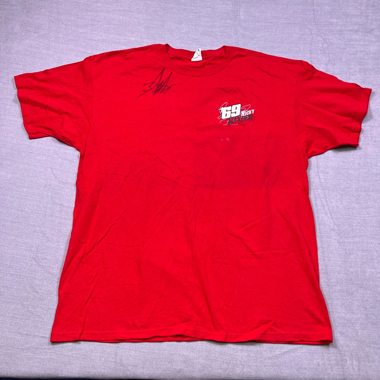 Nicky Hayden 69 SIGNED Red Graphic T Shirt Men’s 2X Anvil Pre Shrunk