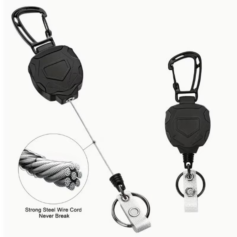 Retractable Badge Holder, Heavy Duty Carabiner Keychain, Tactical ID Card Holder
