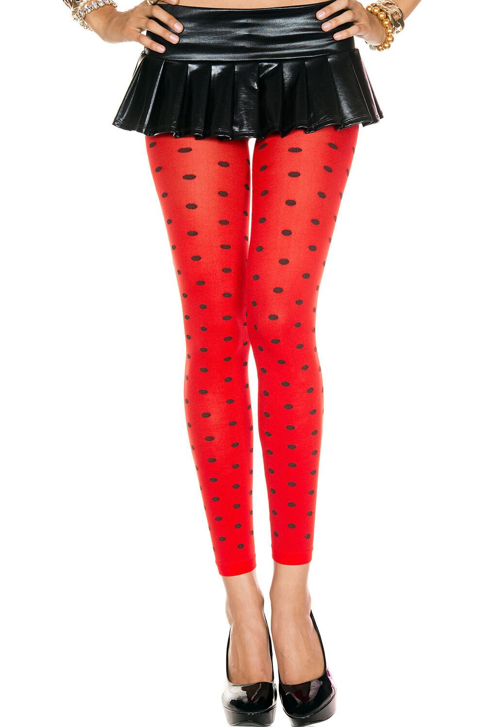 NEW sexy MUSIC LEGS polka DOTS dotted OPAQUE leggins FOOTLESS tights PANTYHOSE