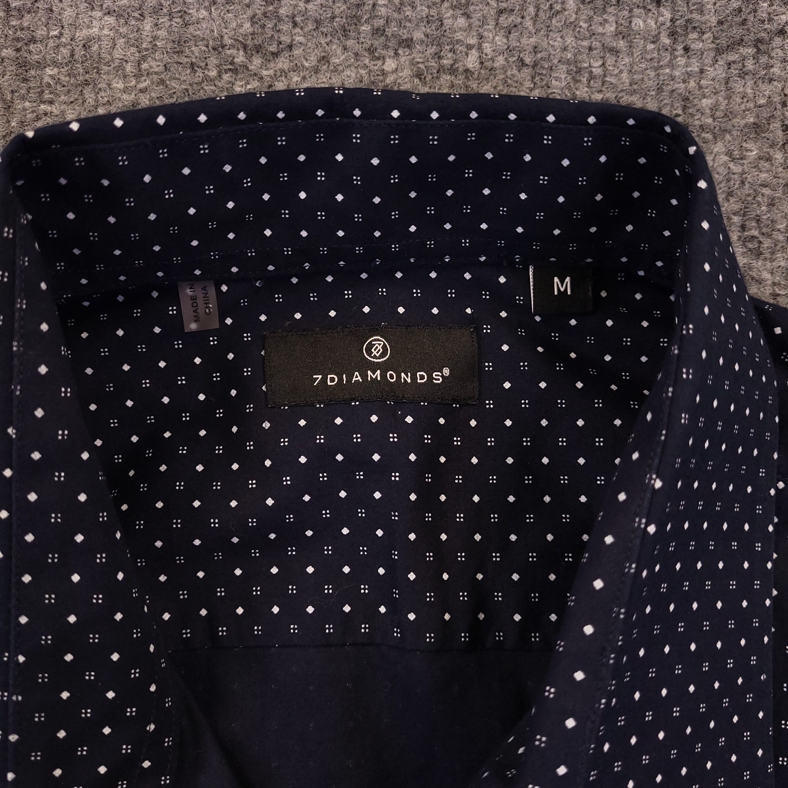 7D 7 Diamonds Diamond Lighting Stretch Sz M Navy Geometric Micro Dot Floral